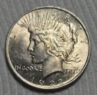 1922 P Peace Silver Dollar. Estimated Uncirculated Mint State 62. Crack A0973.