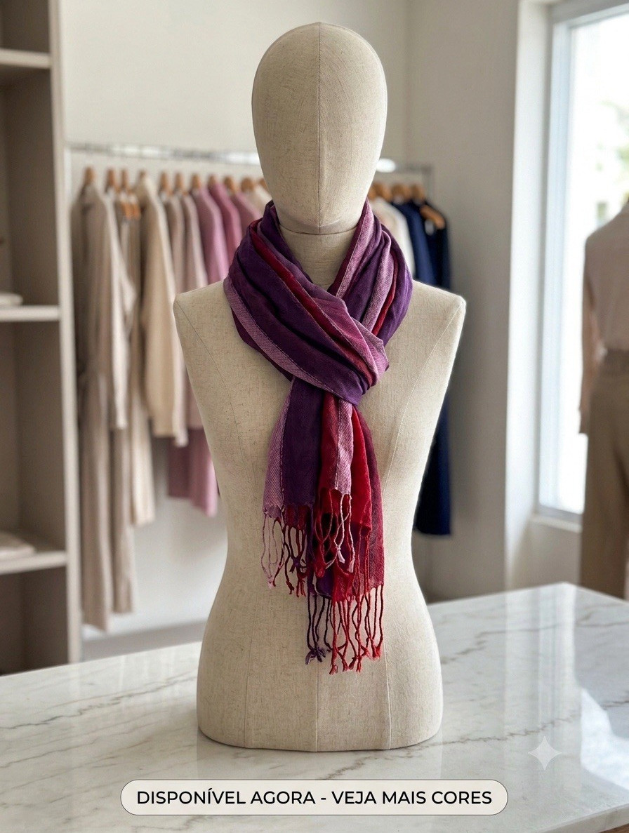 Women's Silk Chiffon Rectangle Scarf Purple Red Colorblock Fringe Wrap