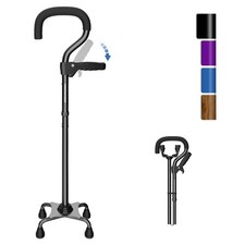 KingPavonini Canes for Women/Men with Second Handle, Foldable One Size, black