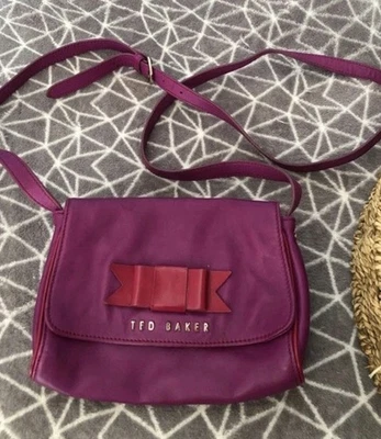Ted baker Pink/purple Shoulder Long Handled Leather Bag Excellent Cond - Image 1 of 4