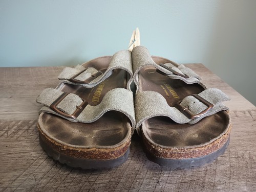 Birkenstock Arizona Suede Sandals 38 Women's US 7-7.5 Tan Buckle Fall Classic - Picture 2 of 18