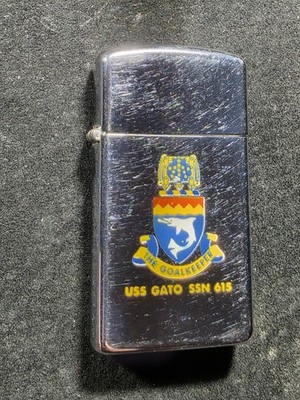 Vintage Zippo Slim USS Gato SSN-615 US Navy Submarine The Goalkeeper Lighter