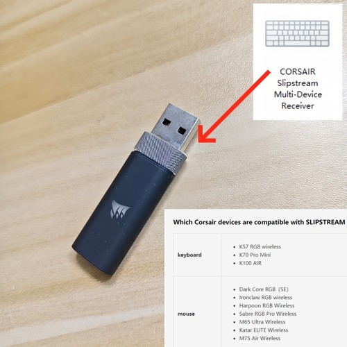 USB dongle Receiver for Corsair HS80 、VIRTUOSO XT、Ironclaw、Harpoon、K70 PRO MINI