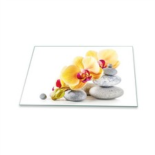 Herdabdeckplatten Ceranfeld Spritzschutz Glasplatte 80x52 Deko Wellness Gelb
