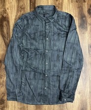 John Varvatos Ross Cotton Button Up Shirt Dusted Blue Texture Pattern Sz Small