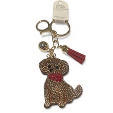 Brown Rhinestone Dog Purse Charm/ Keychain-New with Tags