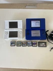 Nintendo DS Lot Blue NRT-100 & White DS Lite With One Charger & 6 Games