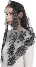 Church Mantilla - Catholic Veil With Triangle Holy Virgin Embroidery - Tradition