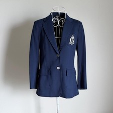 POLO Ralph Lauren Navy Embroidered Stretch Blazer M Women's Jacket Excellent