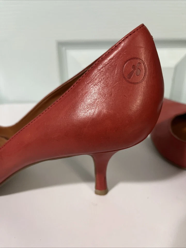 Bronx Women High Heel Pumps Sz. EU 49 U.S. 9-9.5 Coral Pointed Toe Leather Upper - Image 4 of 4