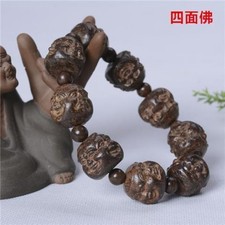 Vietnam Agarwood Four-Faced Buddha Bracelet Buddha Beads Carved Wooden Talisman