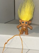 Vintage 2.5" Troll Doll Yellow Jewel Belly Necklace Korea