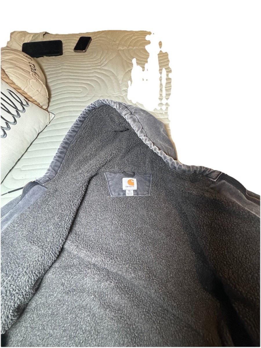 CARHARTT Men's XL J141 Distressed Duck Sherpa Lined Black Hooded