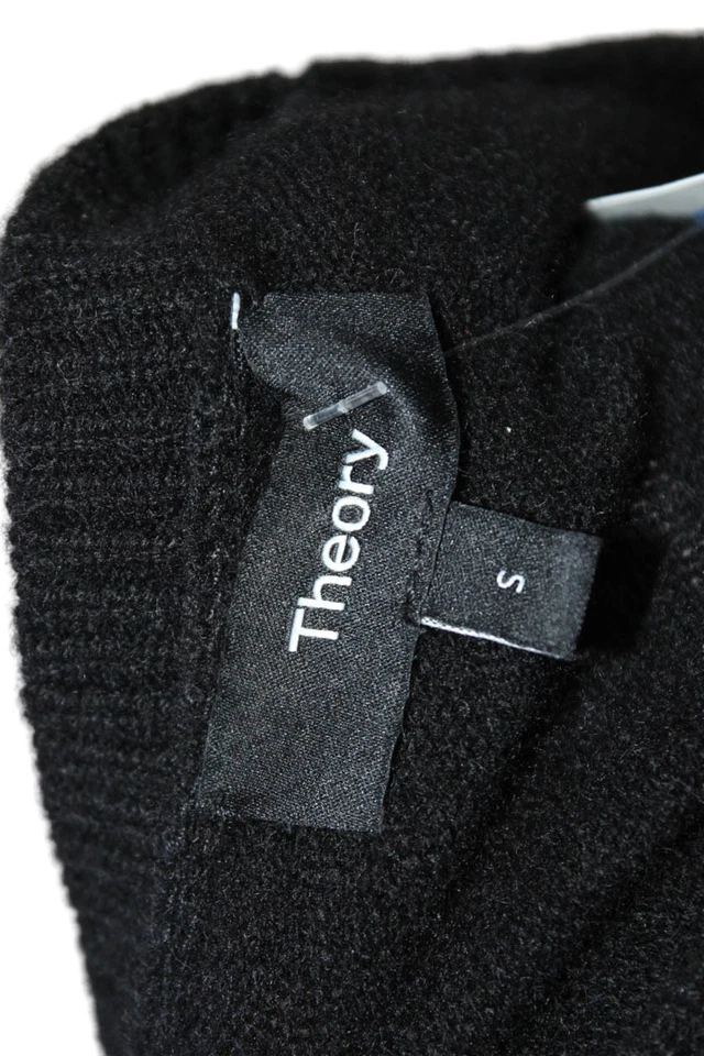 Suéter suéter de cachemir negro cuello redondo manga corta Theory para mujer talla S Foto 4 de 4