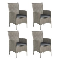Outsunny 4PC Outdoor Rattan Armchair Wicker Dining Chair Set for Garden Grey