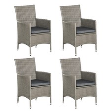 Outsunny 4PC Outdoor Rattan Armchair Wicker Dining Chair Set for Garden Grey