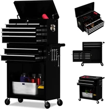 8 Drawer Rolling Tool Chest, High Capacity with Lockable Wheels, 2 in 1 Toolbox