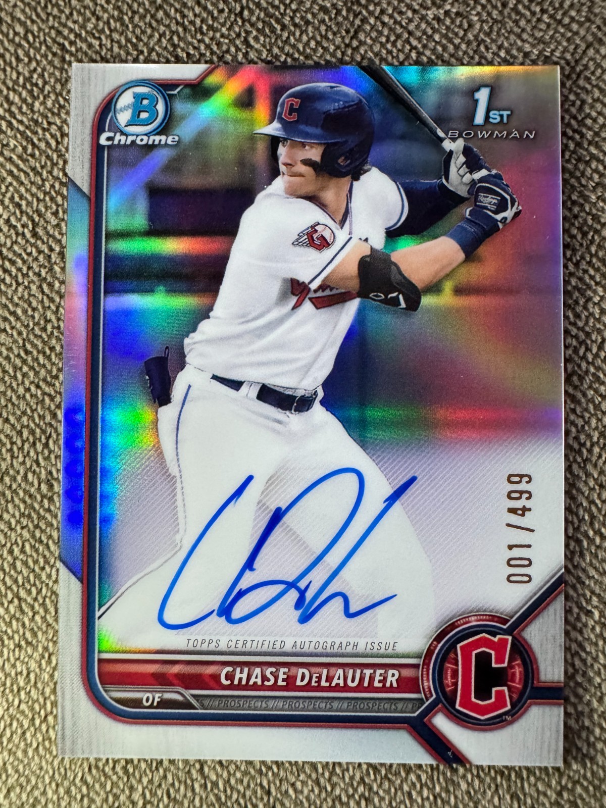 2022 Bowman Chrome Draft Chase DeLauter Refractor /499 Auto #CDA-CD