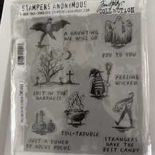 Tim Holtz Stampers Anonymous "HALLOWEEN SKETCHBOOK" Rubber Cling Stamp Set 2023