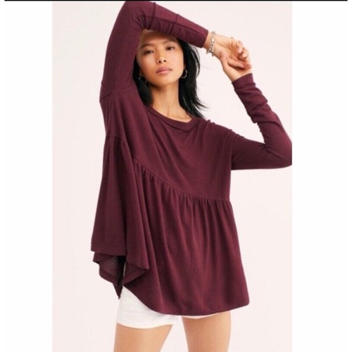 Free People Forever Your Girl Babydoll Tunic Top Burgundy S Boho Fairy Cottage