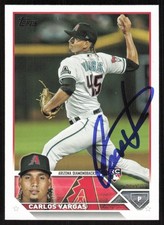 2023 Topps Update Carlos Vargas Rookie Auto Arizona Diamondbacks #US67 RC Card. rookie card picture