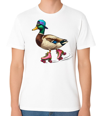 T-Shirt Ente Rollschuh Grafik Unisex lustig Rollerblades Skater Tee