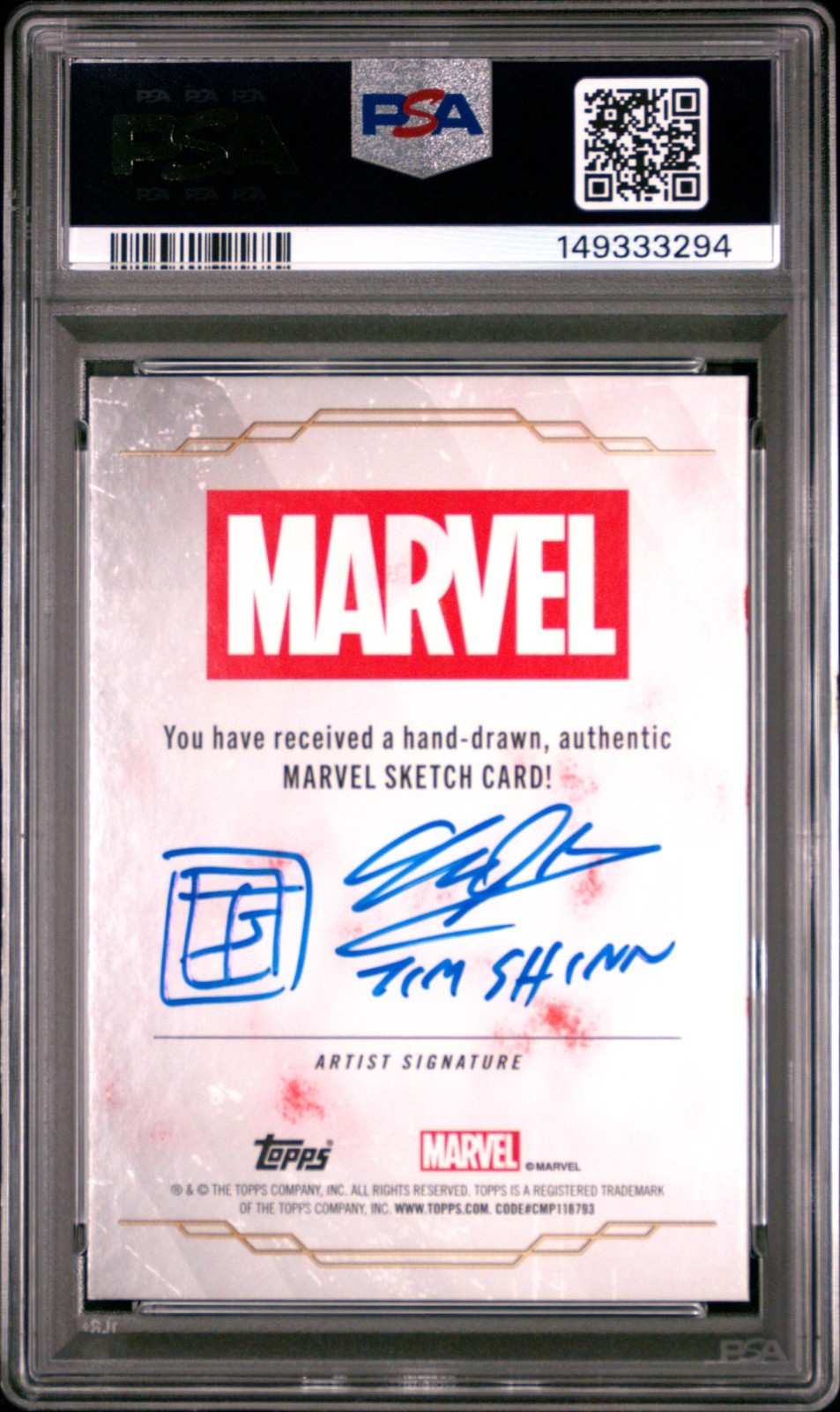 2025 Topps Chrome Marvel Carnage Spider Man Sketch Card 1/1 Auto Tim Shinn PSA 7 view 2