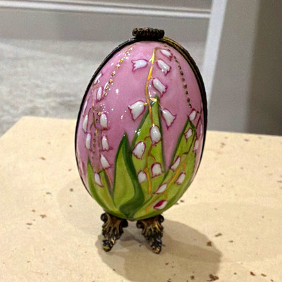 Vintage Chamart Exclusif Limoges France ''Peint Main'' Hand-Painted Egg Trinket BX