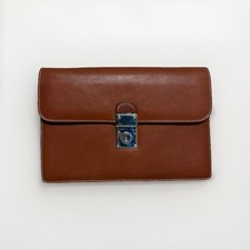DELL'GA CARTELLA PICCOLA DA LAVORO ARTIGIANALE PELLE MARRONE