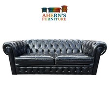 Large Midnight Blue Leather Chesterfield sofa 2 Seater FREE DELIVERY