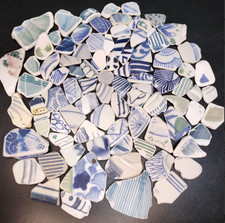 Genuine Surf Tumbled sea glass from japan pottery tile