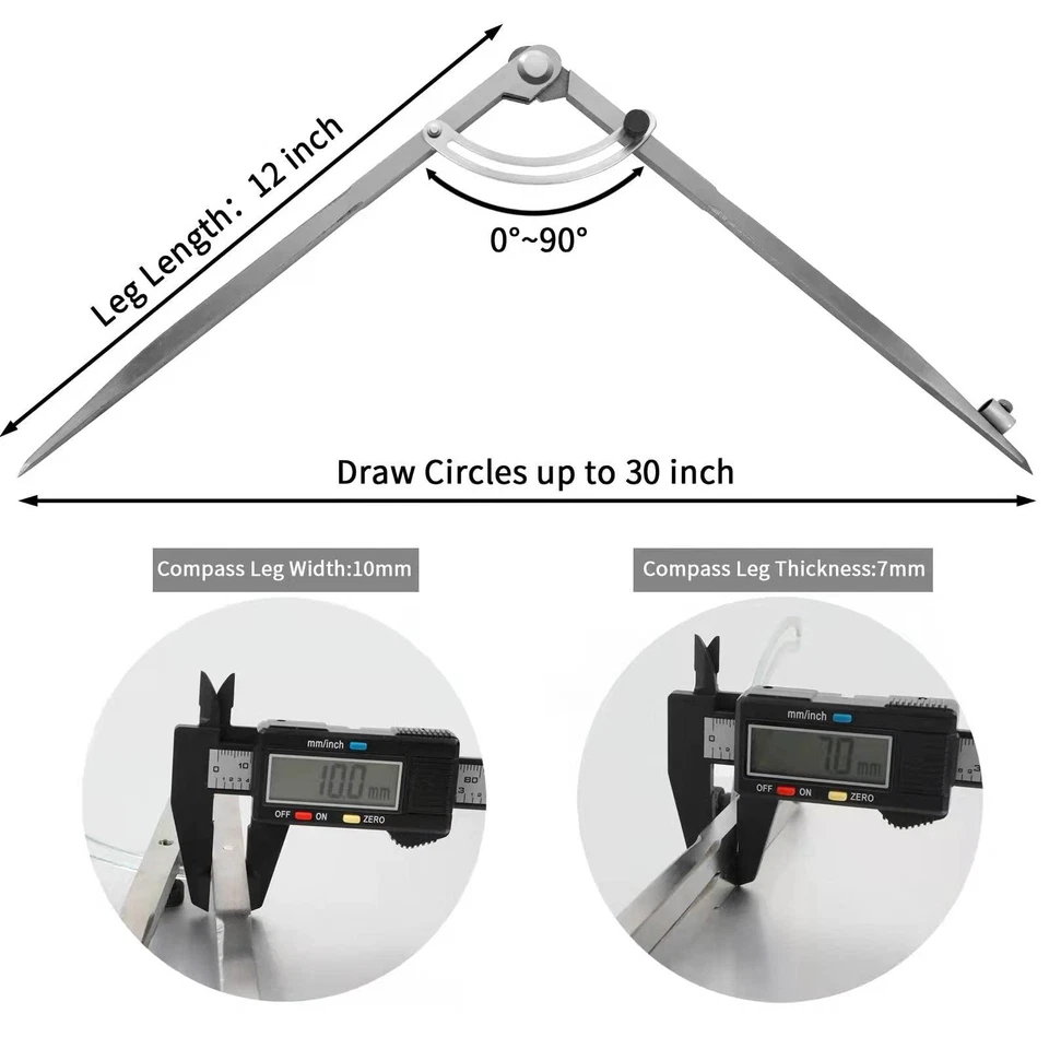 16 inch Compass for Geometry, Compass for Woodworking, Precision Woodworking ... - Image 4 of 4