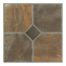 Rustic Slate Vinyl Tiles Peel And Stick Floor, 20 Pack Flooring Self Adhesive