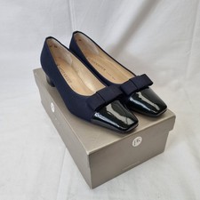 PETER KAISER Ladies Navy Blue & Black Shoes Leather Lining Bow Size UK 3.5  35