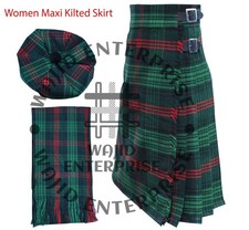 Tartan Hostess Skirt - Maxi Kilted Girl Skirt - Women's Tartan Kilt Custom Made