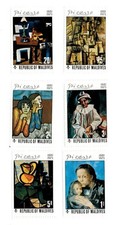 Maldives 1974 - Pablo Picasso Art - Set of 6 Stamps - Scott #489-94 - MNH