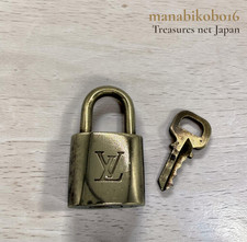 LOUIS VUITTON PadLock Lock Key Brass Gold Authentic Number random Japan USED