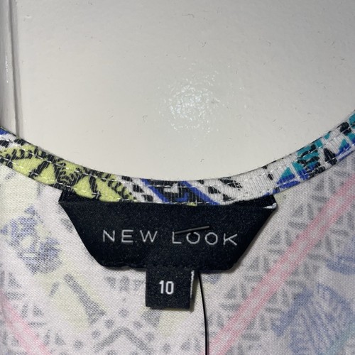 New Look Black Colourful Aztec Pattern Mini Stretch Bodycon Summer Dress Size 10 - Picture 6 of 7