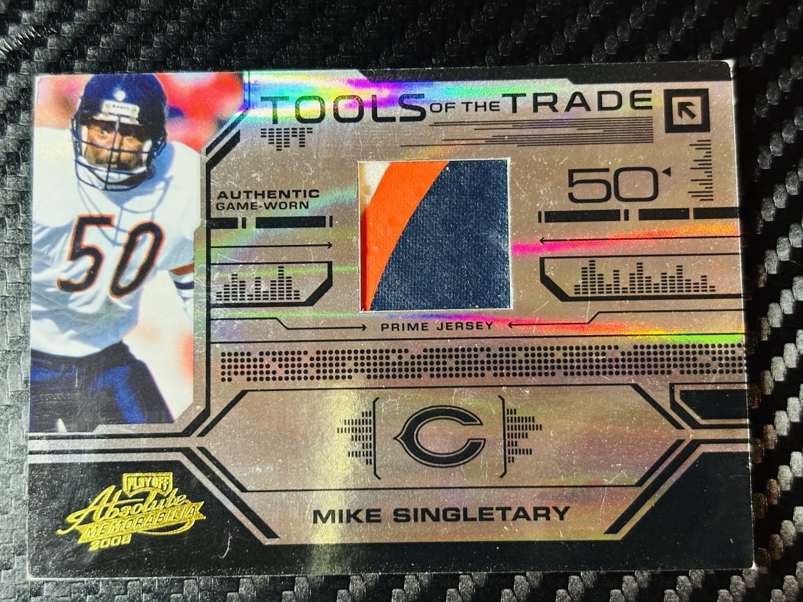 2008 Absolute Memorabilia Mike Singletary Game Worn 3 Color Patch /50