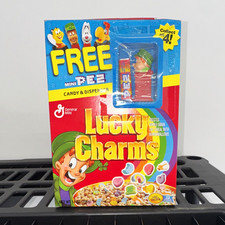 General Mills Lucky Charms Cereal Box w/ Mini PEZ Candy & Dispenser 2002