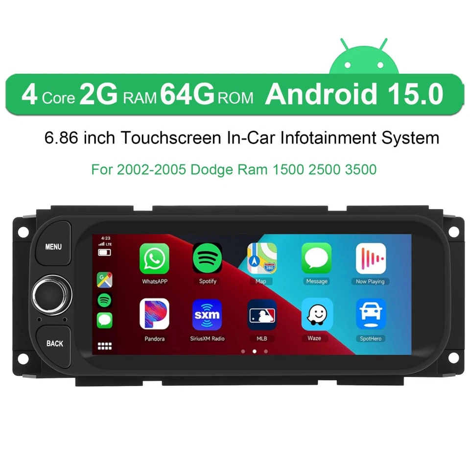 For 2002-2005 Dodge Ram 1500 2500 3500 Android 15.0 CarPlay Car Stereo Radio GPS - Изображение 2 из 4