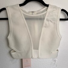 NWT House of CB Lafayette Cutout Crop Top in White S
