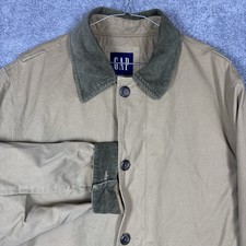 Vintage Gap Jacket Mens L Canvas Chore Coat Quilted Utility Corduroy Cuff Collar