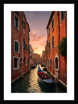 Intime Venedig Kanäle gerahmtes Wandbild Poster Leinwanddruck Bild