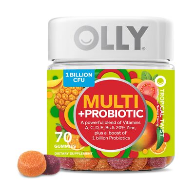Olly Multi Probiotic Gummies 70 Count Daily Vitamins Immune Support Digestive...