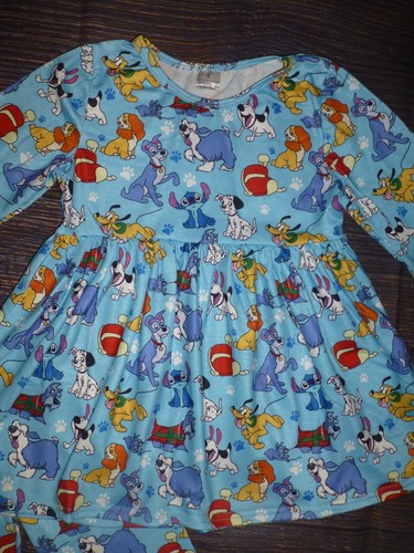 NEW Boutique Cartoon Dogs Lady Tramp Pluto Stitch Tunic & Leggings Girls Outfit - Picture 4 of 4