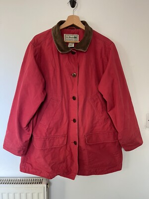 LL Bean Chore Jacket Womens XL Coral Corduroy Trims Field Barn