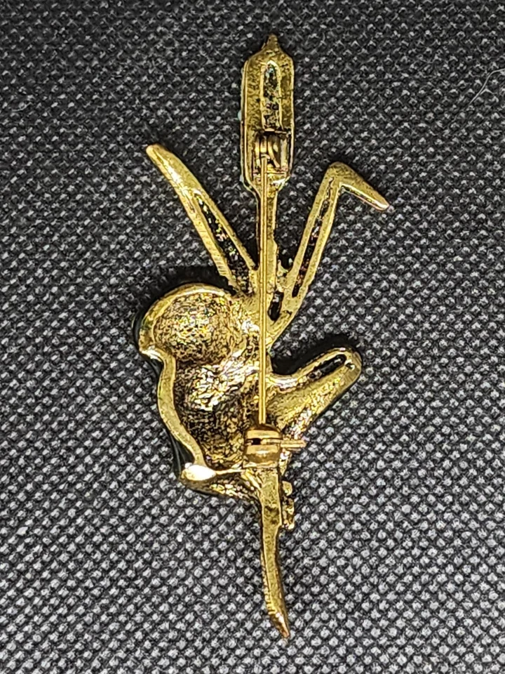 Prendedor/broche de solapa turquesa y estrás de rana esmalte verde  Foto 3 de 3