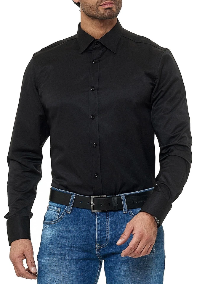 Hemd Herren Modern Fit Business Freizeit Hochzeit Bügelleicht Hemden Langarm - Bild 2 von 4