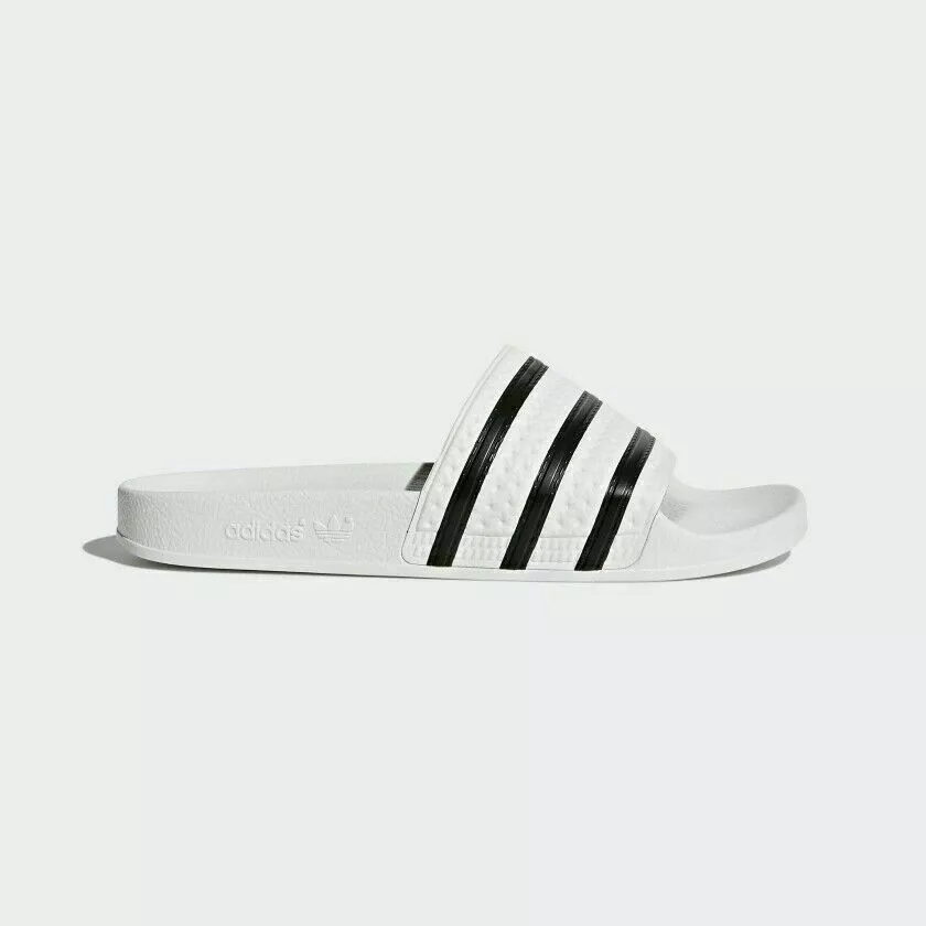 Adidas Originals Adilette White Black Slides Sandal made in Italy 280648
